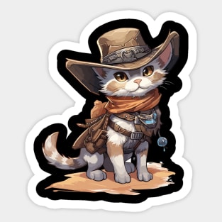 Cute Sheriff Cat with a Cowboy Hat Sticker